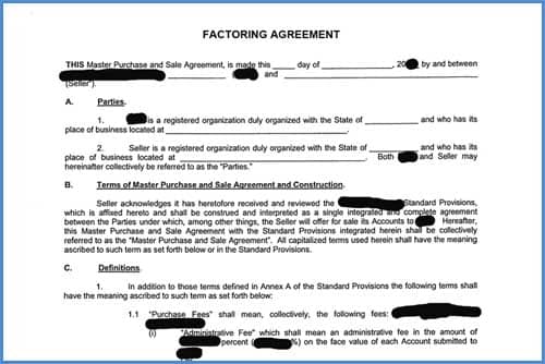 Invoice Factoring Agreement Template